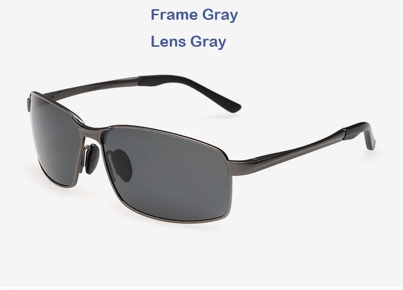 AORON сплав мужские s поляризованные солнцезащитные очки мужские прямоугольные очки металлическая оправа солнцезащитные очки - Цвет линз: Gray Gray