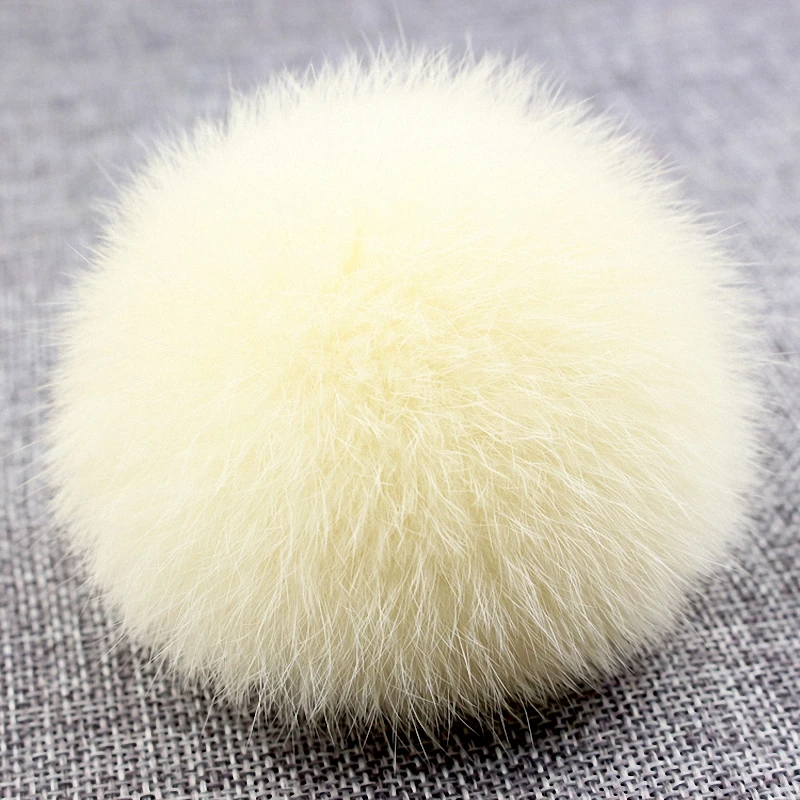 8cm Nature Genuine Rex Rabbit Fur Ball Pom Pom Fluffy DIY Winter Hat Skullies Beanies Knitted Cap Pompoms TKF001-pink