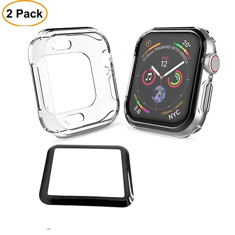 

Watch Screen Protector For Apple Watch Series 4 44mm 40mm Tempered Glass with TPU Protective Case For Iwatch 38mm 42mm case