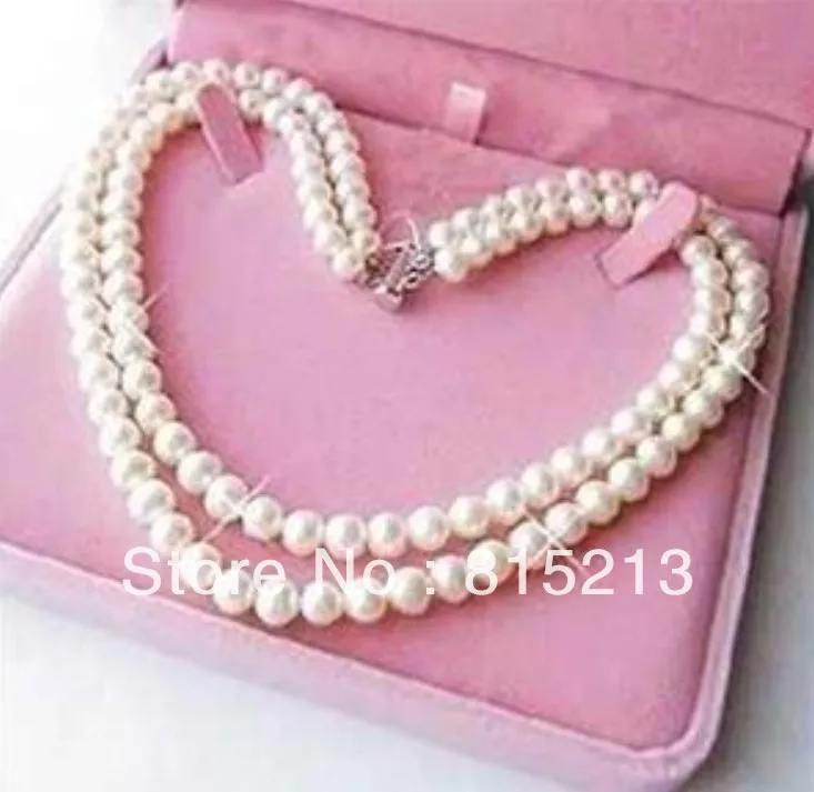 

FREE SHIPPING A129 Exquisite 2 Rows 7-8mm White Pearl Necklace 28% Discount HOT HOT sell