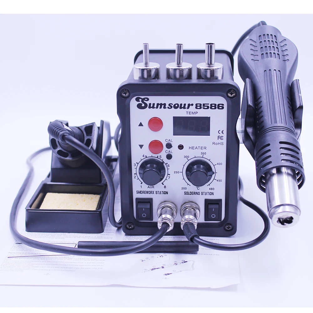 Sumsour 8586 ESD Soldering Station LED Digital SMT SMD Soldering Iron Desoldering Rework Station