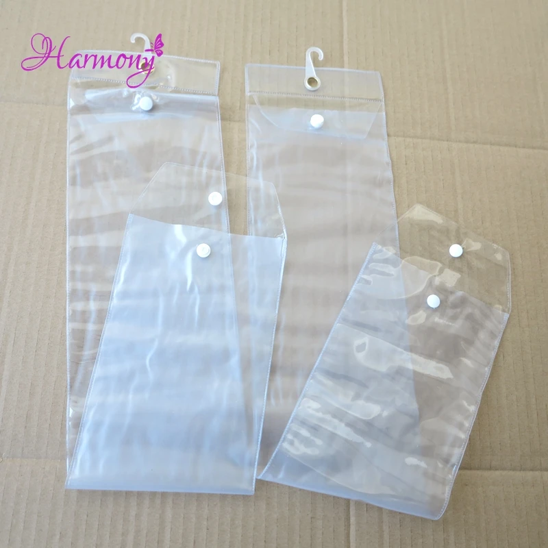 50 шт./лот 14 ''-26 дюймов пластиковые пакеты ПВХ для вьющиеся волосы расширение прозрачные упаковочные пакеты с кнопкой