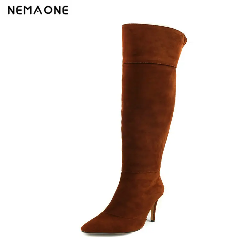 

New super high heels women boots fashion sexy over the knee high boots woman black brown gray shoes woman large size 42 43