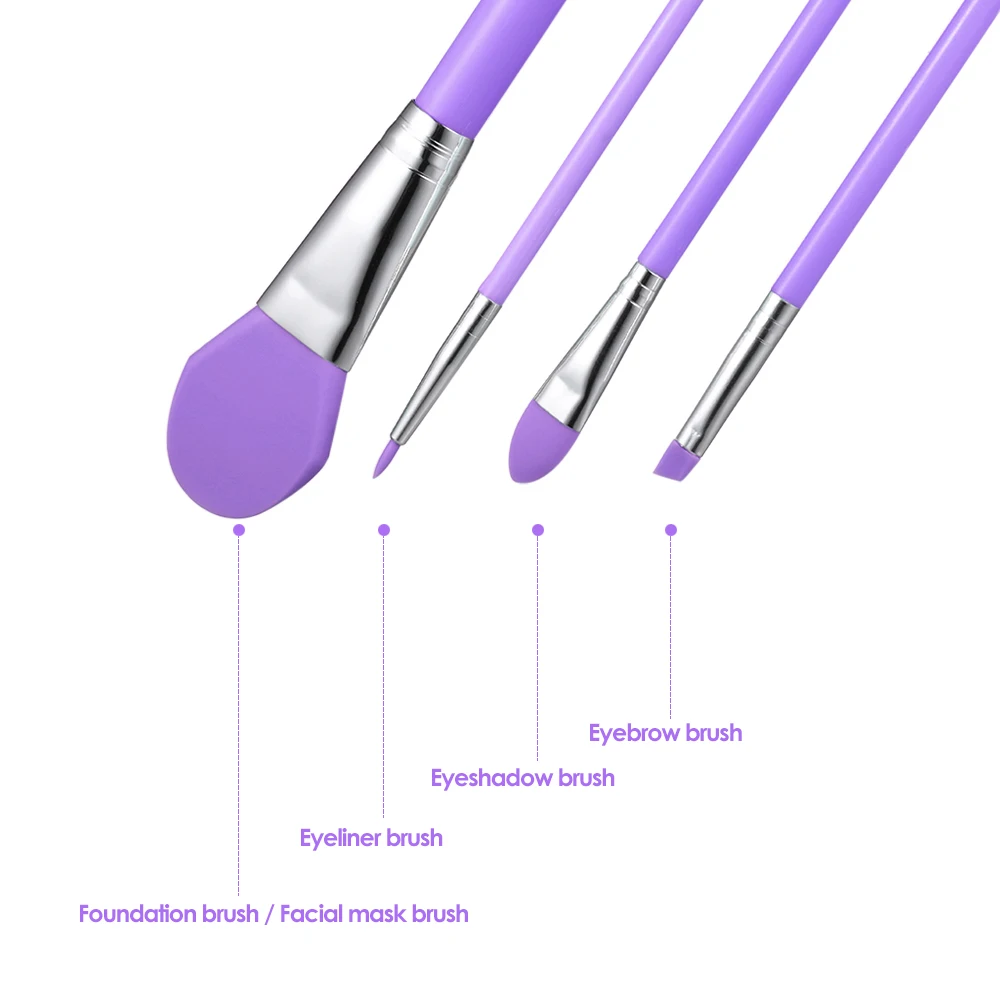 4 шт. Профессиональный набор кистей для макияжа, силиконовая основа, макияж, косметические кисти, набор кистей для лица, маска, кисть для теней, кисть для бровей, инструмент