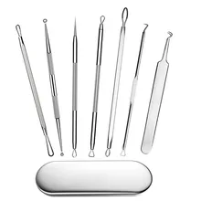 Новая мода нержавеющей лица пятно от акне прыщи экстрактор 7 шт. инструмент для удаления угрей Прямая