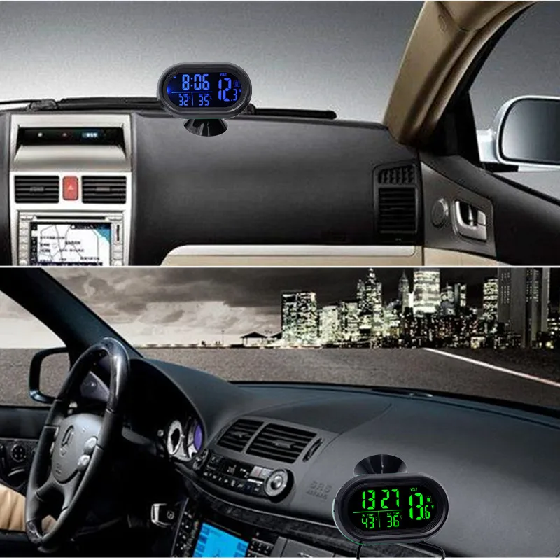 Generic Car Voltmeter Digital Thermometer 12V-24V DC Device