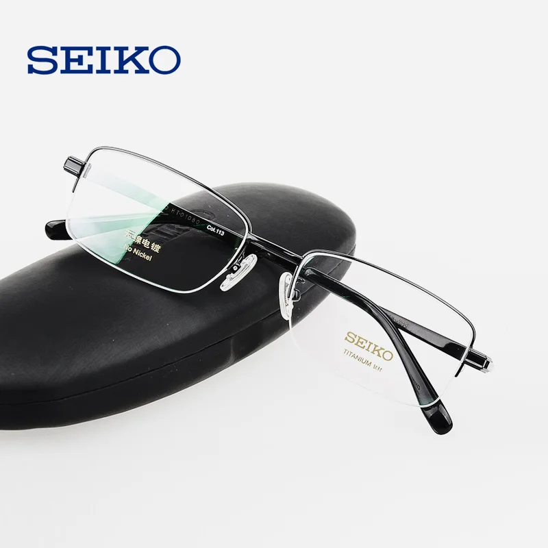 

SEIKO Titanium Men Eyeglasses Frame Man Glasses Multifocal Myopia Half Rimless Optical Spectacles Frames HT01080