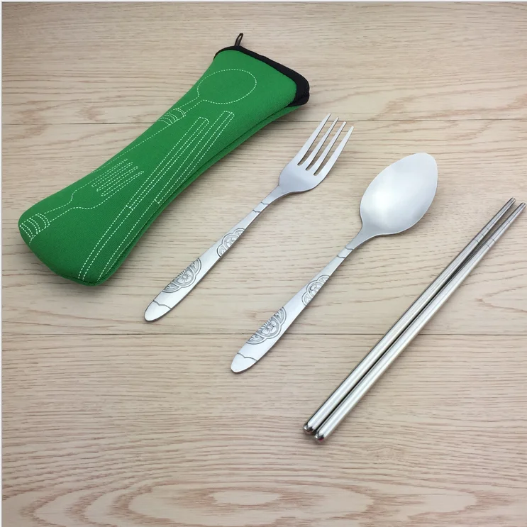 

3pcs/set Stainless Steel Cutlery Set Travel Camping Tableware Dinnerware Set Fork Spoon Set Picnic Tool Drop Shipping