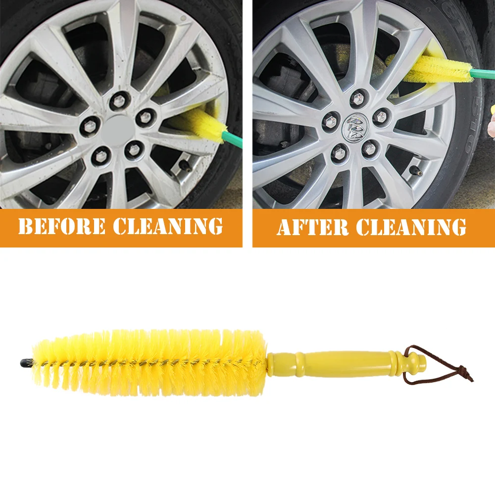 Yellow Vehicle Car Alloy Wheel Tire Rim scrub Brush Wash dust Car Tyre