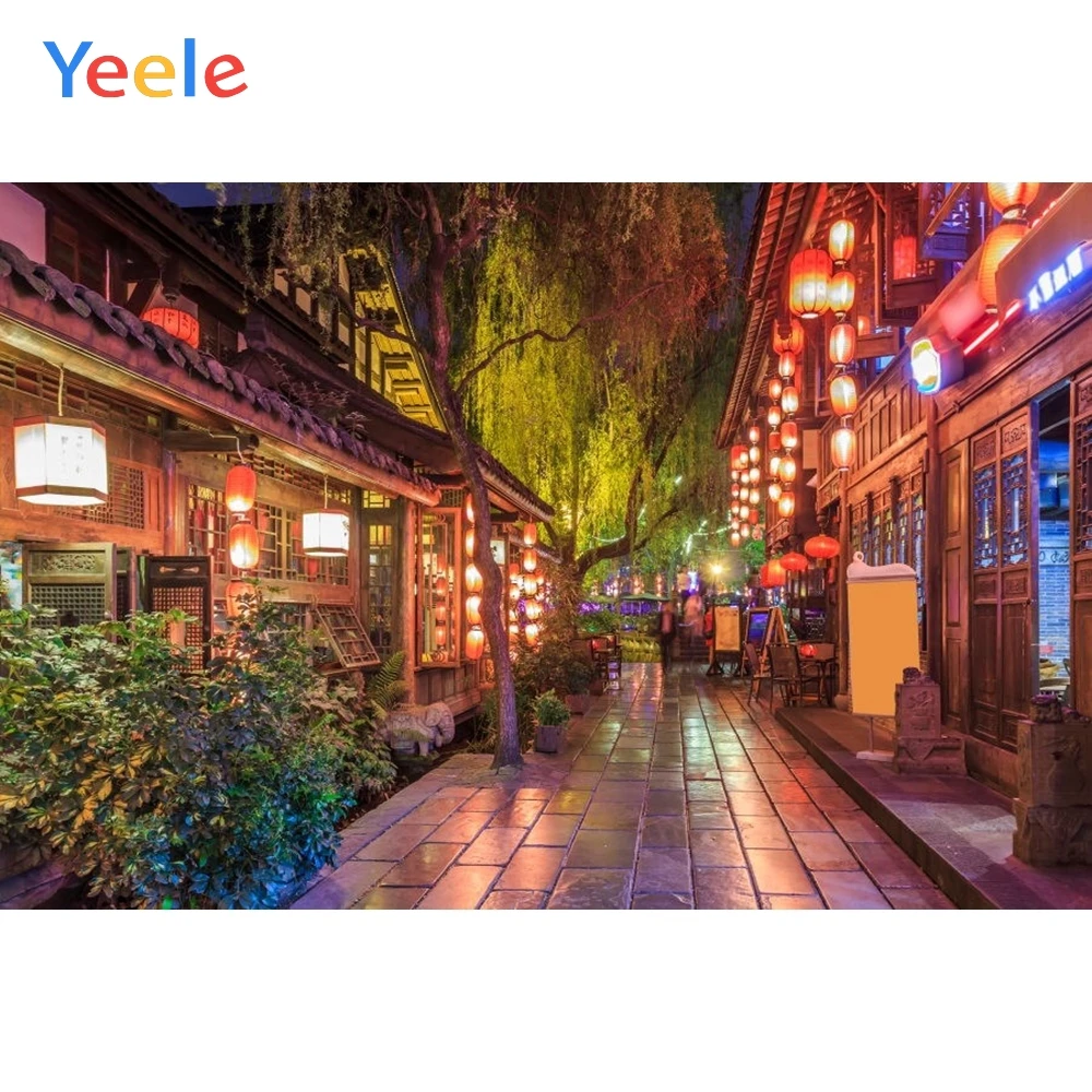 

Yeele Chinese Style Streets Night Lantern Inn View Photography Backgrounds Personalized Photographic Backdrops For Photo Studio