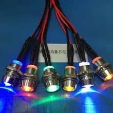 3 V 5 V 6 V с металлическим светодиодный держателем F5 5mm белый красный зеленый синий желтый оранжевый RGB светодиодный светильник с 20 cm проводом x 100 pcs
