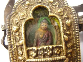 

old handwork china tibet collectable copper inlay Buddha amulet pendant