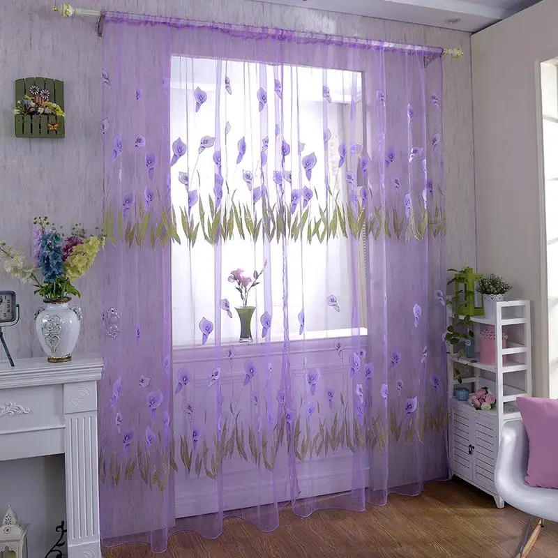 

100cm x 270cm Door Drape Panel Room Curtain Divider Scarf Sheer Voile Window Curtain Decor 3 Colors