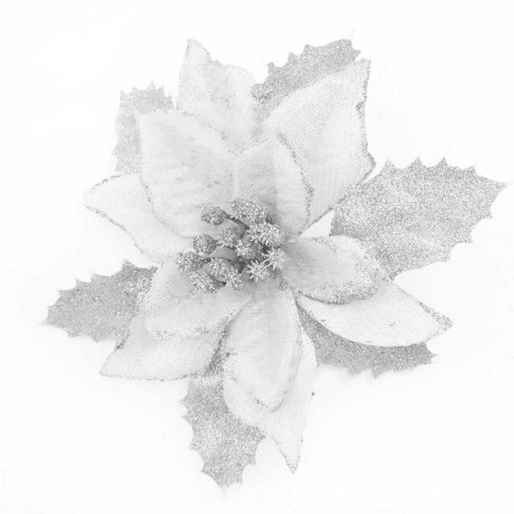Рождественская елка декорации Искусственные цветы Рождество 15 см Poinsettia Блеск