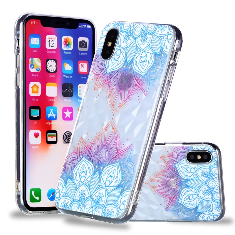 

ZRICKIE Diamond Texture Phone Case For iPhone Xs Max Emboss Shell Pattern Case For iPhone 8 7 6 6S Plus Soft TPU Silicone Coque
