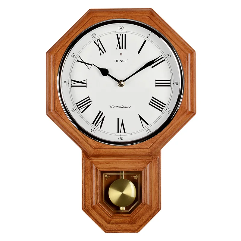 Восьмиугольник ретро роскошные европейские музыкальные часы украшения кварцевые бесшумные часы Маятник для гостиной часы светильник управление