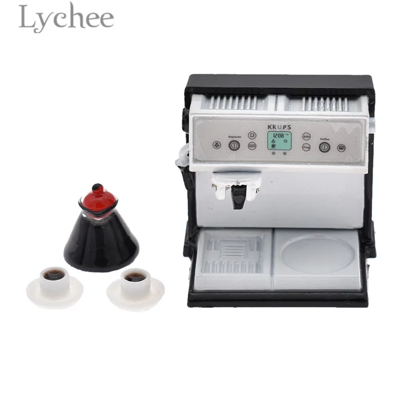 

Lychee Coffee Maker Machine Miniature Mini Coffee Cup Decoration Doll House Ornaments