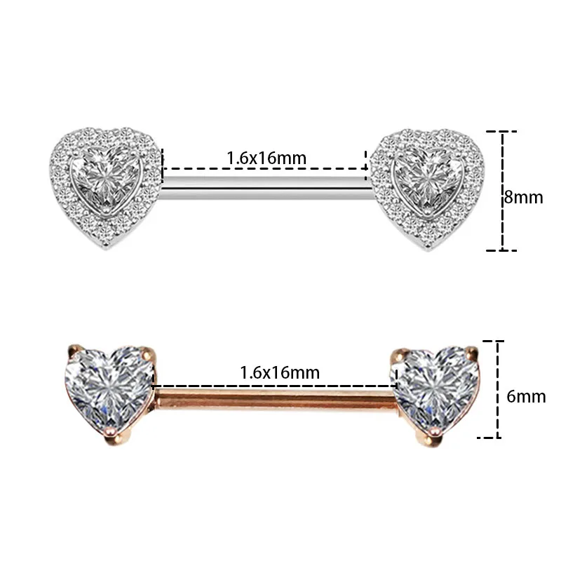 1Pair New Clear Zircon Heart Nipple Rings Cover Piercing Body Jewelry Nipple Bar Ring Barbell Nipple Pircing Mamilo Sexy Women - Image 2