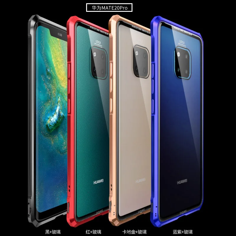 Чехол-бампер для huawei mate 20 Pro, алюминиевая металлическая рамка, бампер с прозрачным закаленным стеклом, задняя крышка для huawei mate 20 Lite 20X
