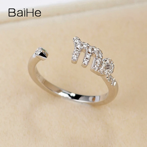 BAIHE Solid 14K белое золото 0.1CT сертифицированные H/SI натуральные Алмазы обручальные женские модные ювелирные изделия уникальное кольцо