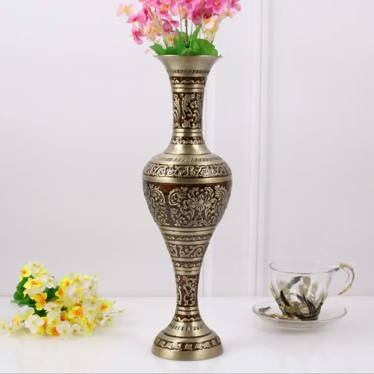 H37CM bronze red large size vase Vintage vase alloy metal flowers vase