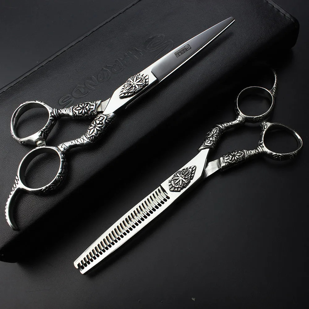 

Hairdresser 6-inch hairdressing scissors set High-grade pattern handle Hairdressing tool Stainless steel scissors
