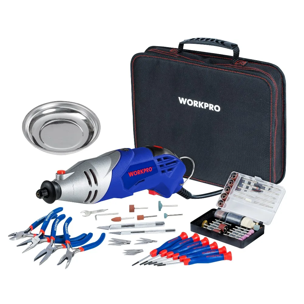 WORKPRO 152PC Variable Speed Dremel Rotary Tool Electric Drill with Bit Sets Wood working Tool Set