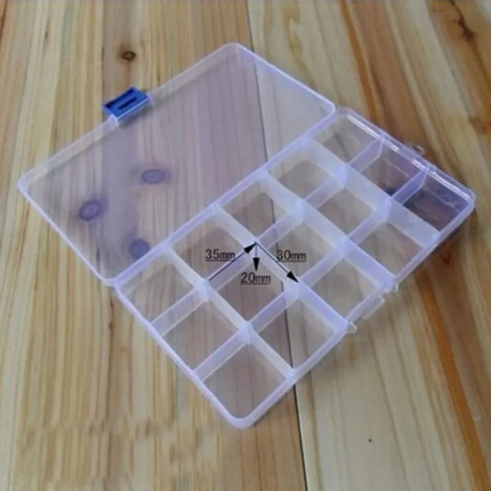 Новая прозрачная пластиковая коробка для рыболовных снастей 15 слотов регулируемая пластиковая рыболовная приманка крючок коробка для снастей Организатор хранения данных