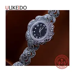 100% чистый 925 пробы серебряные часы для мужчин Мода ручной цепи для женщин Тайский серебряные ювелирные изделия браслет Homme 1519