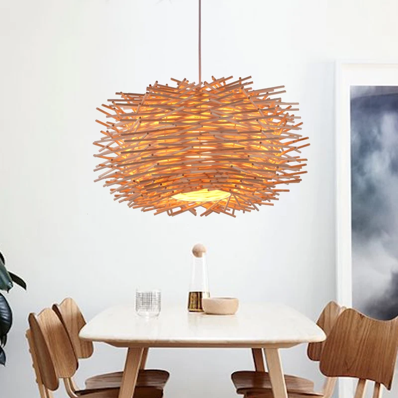 

Cany art creative personality as the bird's nest droplight, the cane makes up the lamp