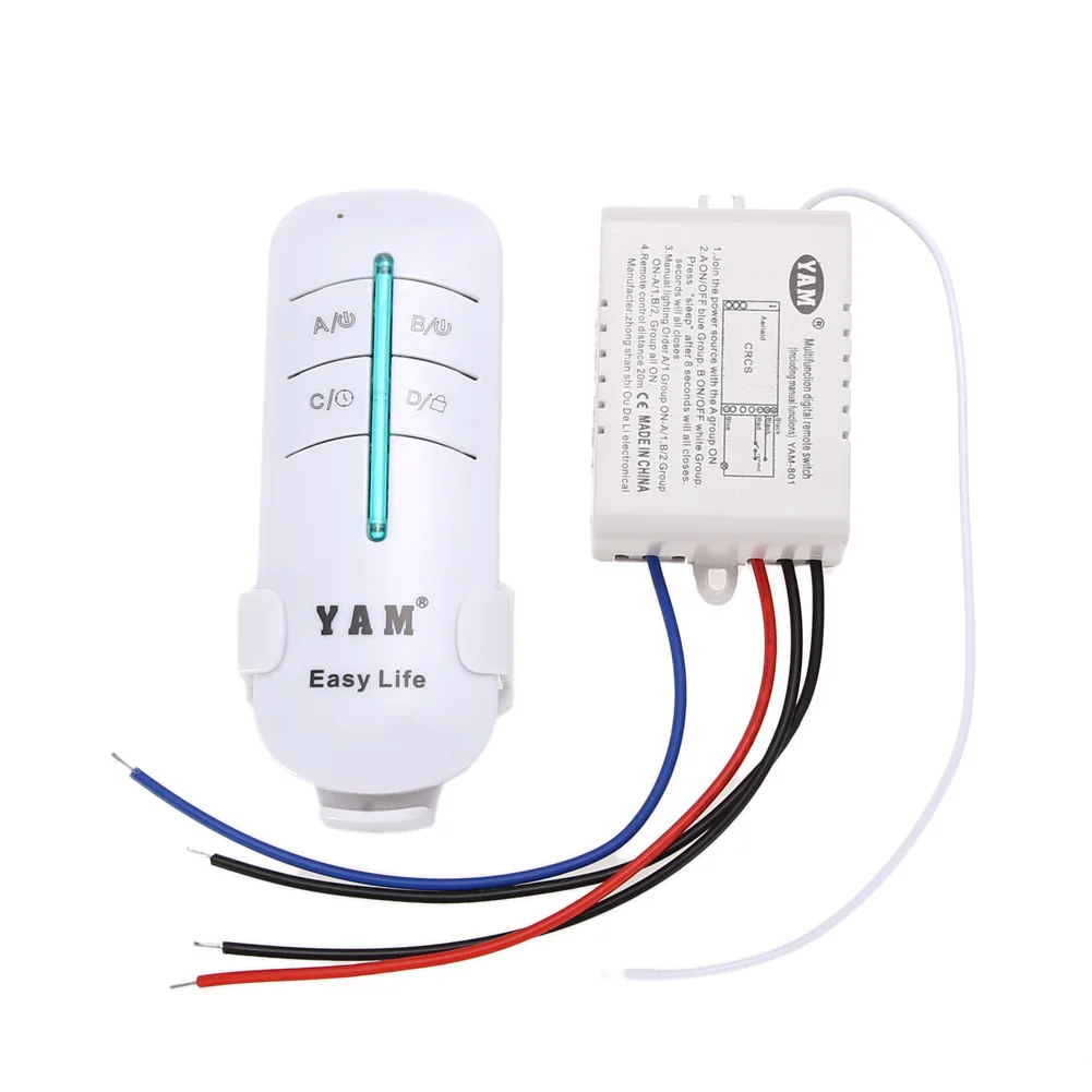 

YAM 1 Way Port 200V-240V Lamp Light Digital Wireless Wall Remote Control Switch Receiver Transmitter for Light