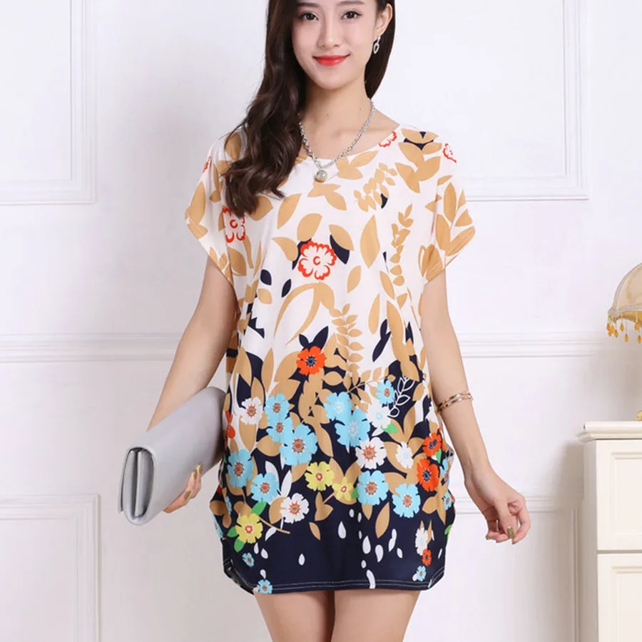 Buy Cheap 2017 spring summer women Dress Plus Size Women dresses short sleeve Loose Casual print tunic dresses big large 5xl