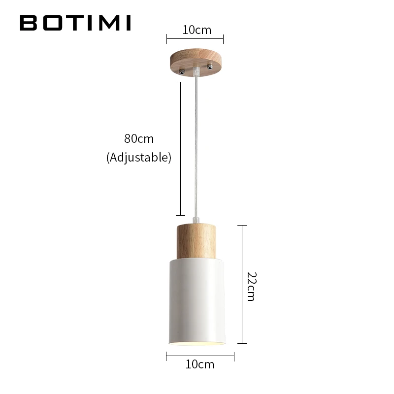 BOTIMI нордическая длинная трубка деревянная с металлическим подвесным светильником скандинавская барная стойка подвесная лампа внутреннее освещение кухни светильники