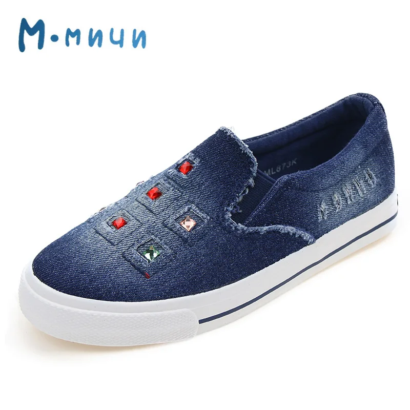 MMNUN Girls Denim Shoes with Rhinestone Kids Shoes Princess Shoes for ...