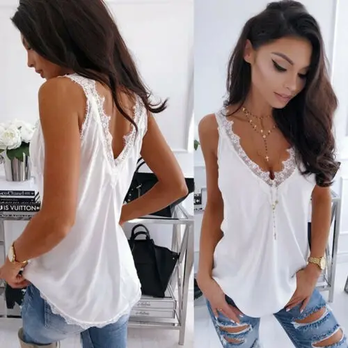 Женщины v-образным вырезом кнопки вниз случайные свободные Cami Top
