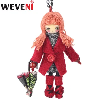 

WEVENI Original Cloth Dress Alloy Doll Girl Necklace Pendants Chain Collar Hot Handmade Trendy Wholesale Jewelry For Women