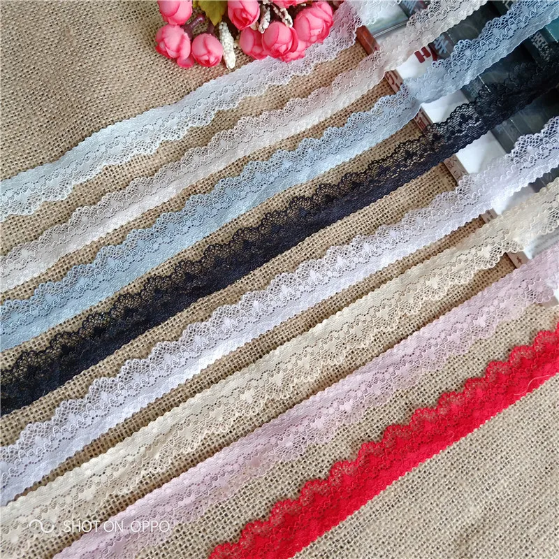 

3Y/lot quality stretch elastic lace ribbon 2.5cm width White embroidered Lace Trim african lace fabric lace trimmings