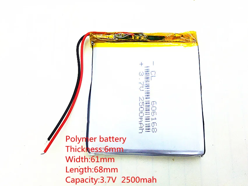 3,7 V 2500 mAh 606168 литий-полимерный литий-po Li ion Перезаряжаемые Батарея ячейки для Mp3 MP4 MP5 gps Оборудование для psp Мобильный bluetooth