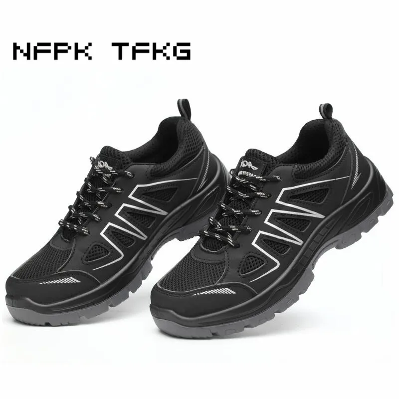

plus size men's fashion breathable steel toe cover working safety summer shoes anti-puncture building site dress security boots