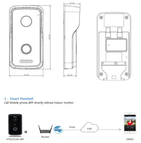 Dahua VTO2111D-WP английская версия P2P 1MP Wi-Fi вилла видеодомофон наружная станция с логотипом не VTO2111D-W VTH1550CH