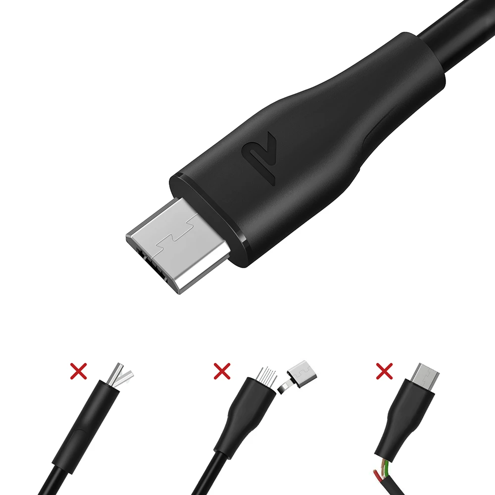 [2 قطعة/الحزمة] RAMPOW 1 m/3.3ft المصغّر USB كابل كبل شحن الهاتف المحمول USB وصلة كابل لسامسونج S7/S6 ، هواوي ، Xiaomi