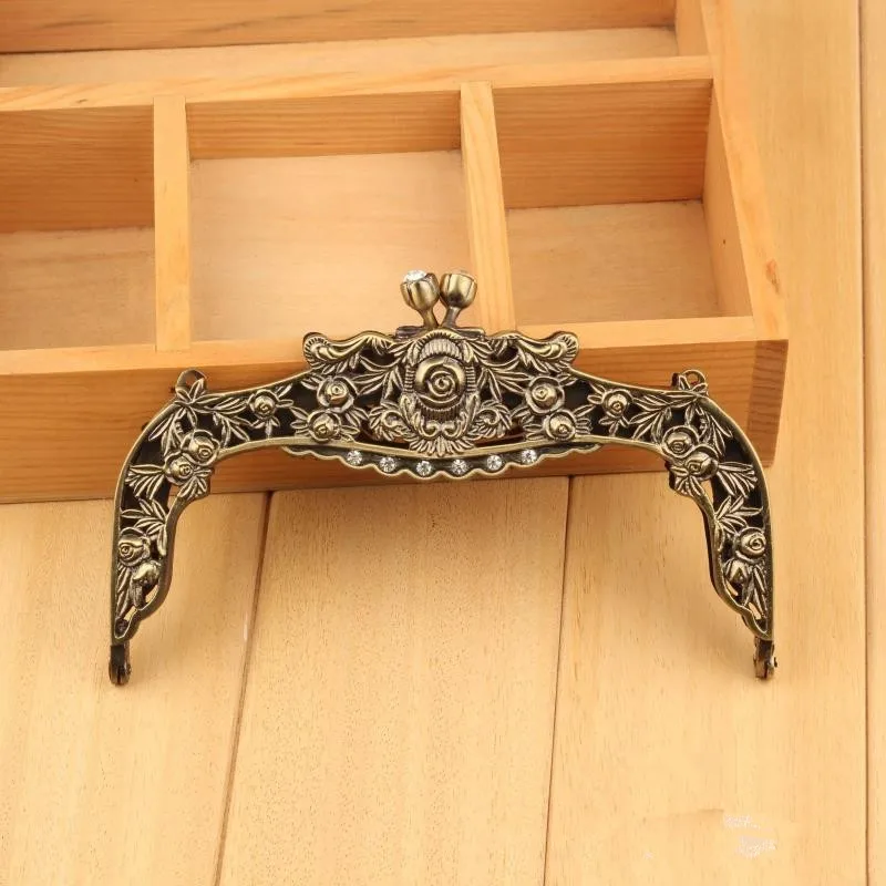 Size 16cm Antique Brass Color Metal Purse Frame Vintage Metal Purse Handle OEM Bag