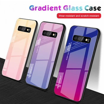 

50pcs Tempered Glass TPU Edge Case For Samsung S10 5G E S9 S8 Plus Note 10+ 9 8 A90 A70 A60 A40 A30 A10 M20 M10 Gradient Cover