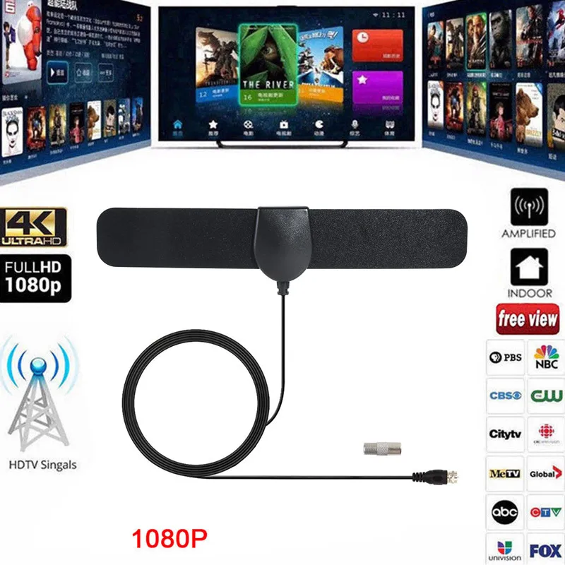 

Top Sale 1080P TV Antenna Digital HD 200Mile Range TV Indoor Amplifier 4K 16ft Coax Cable