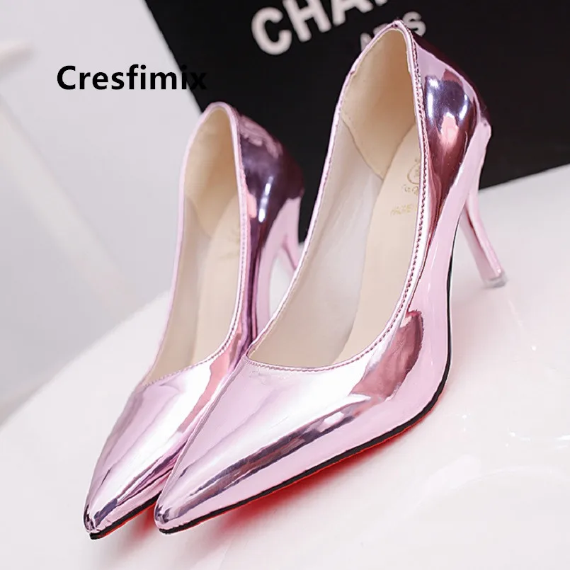 

Cresfimix Femmes Hauts Talons Women Cute Silver High Quality Slip on High Heel Shoes Lady Sexy Party Night Club Pumps C5044