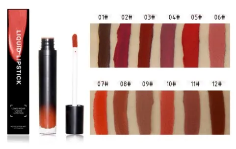 

NO Label Waterproof matte liquid lipstick lip gloss no logo Cosmetic makeup lipgloss lip stick 12 color Make Up Lip Gloss 120pcs