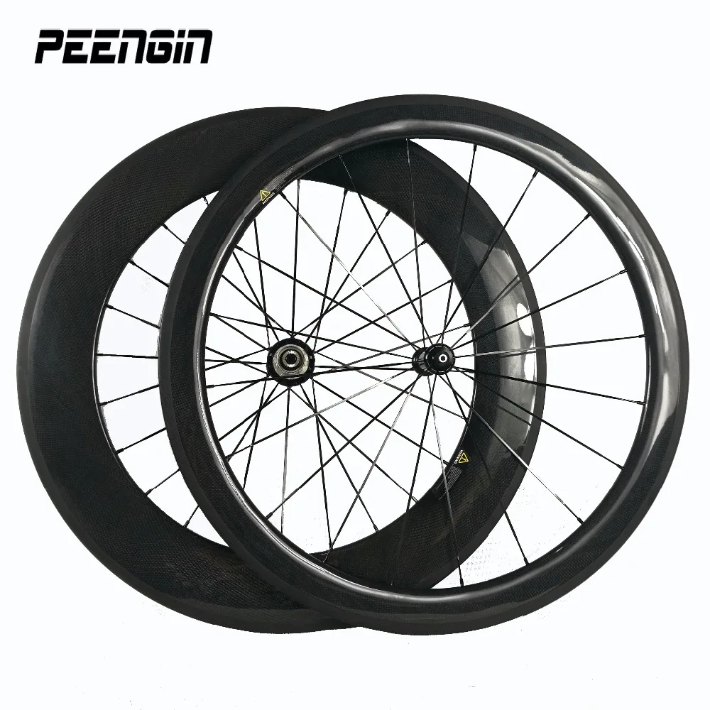 hand built Rear 88mm carbon wheels Front 50mm mixed wheelset road bike