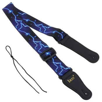 

Adjustable Printing Guitar Strap with Blue Lightning Pattern for Acoustic Electric Bass Guitar