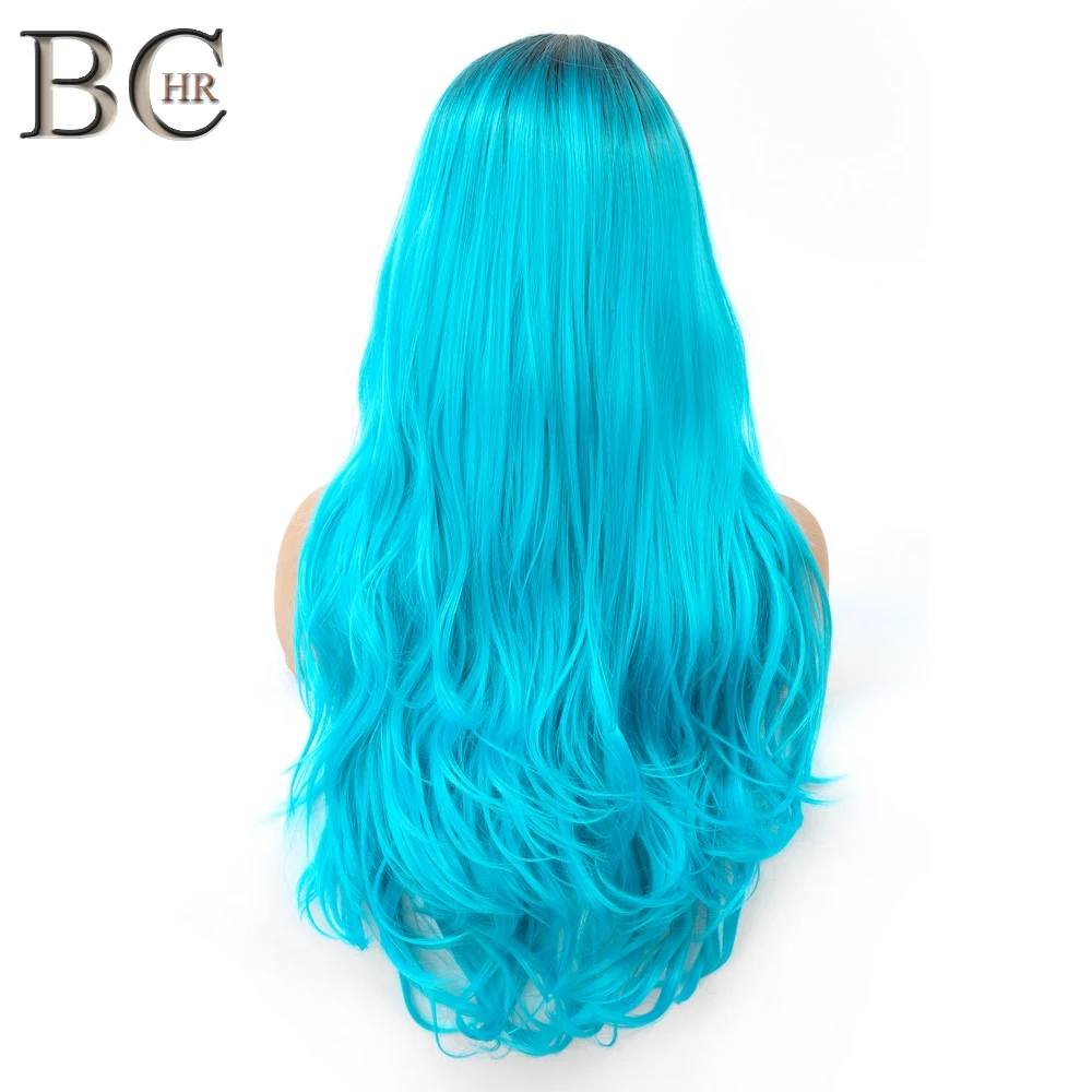 BCHR длинные вьющиеся косплей синтетический парик Средняя часть Омбре фиолетовый/серый/синий 3 цвета для Хэллоуина вечерние парики черный для женщин