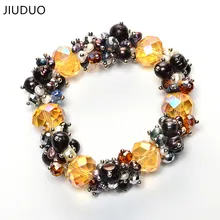 Натуральный пресноводный жемчуг Yansiao рядом круглый светильник фиолетовый пресноводный жемчуг браслет настоящий подарок девушке